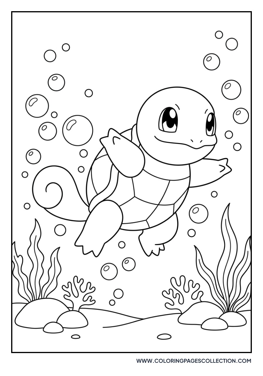 Squirtle Swimming Underwater