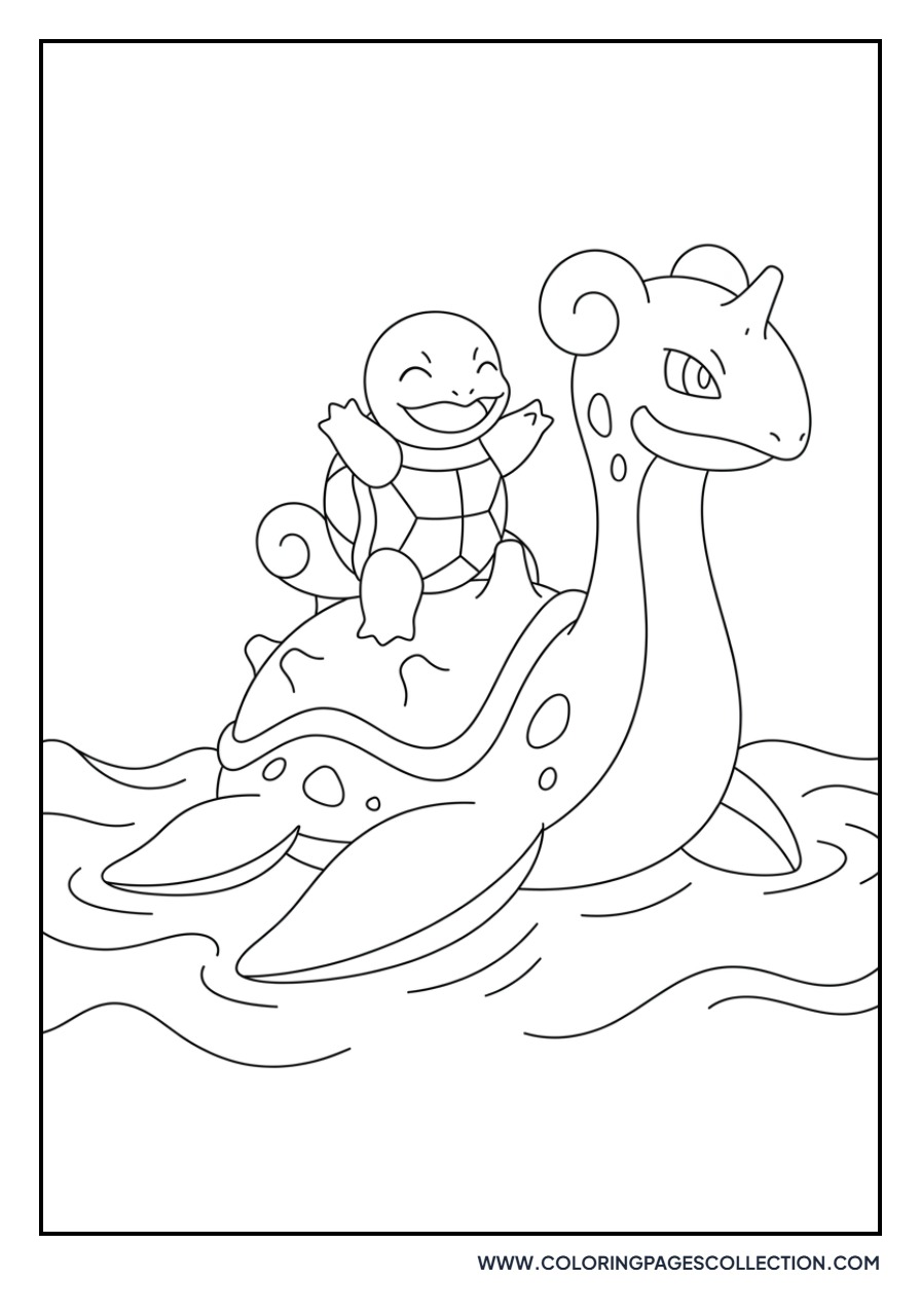 Squirtle Swimming with Lapras