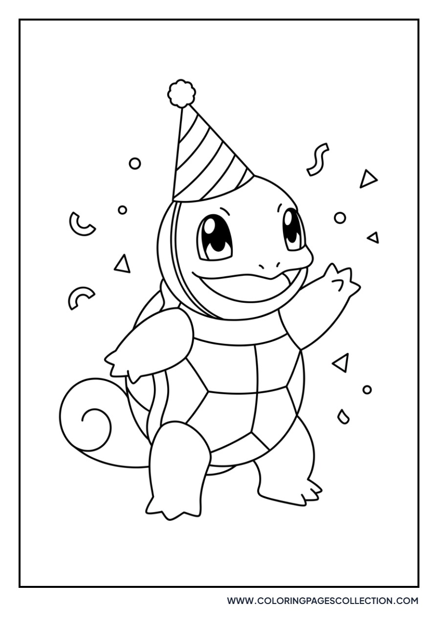 Squirtle Wearing a Party Hat