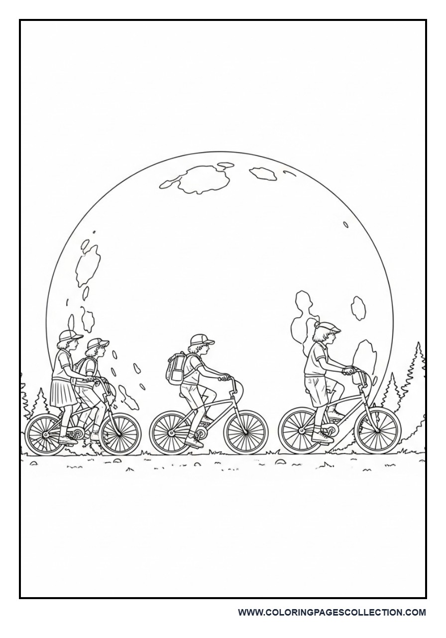 Bicycle Silhouette Moon Scene