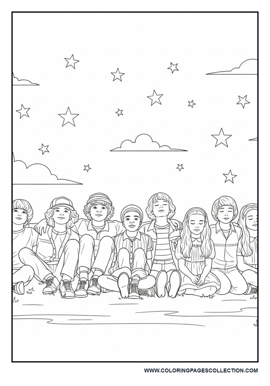 Friends Sitting Under Stars