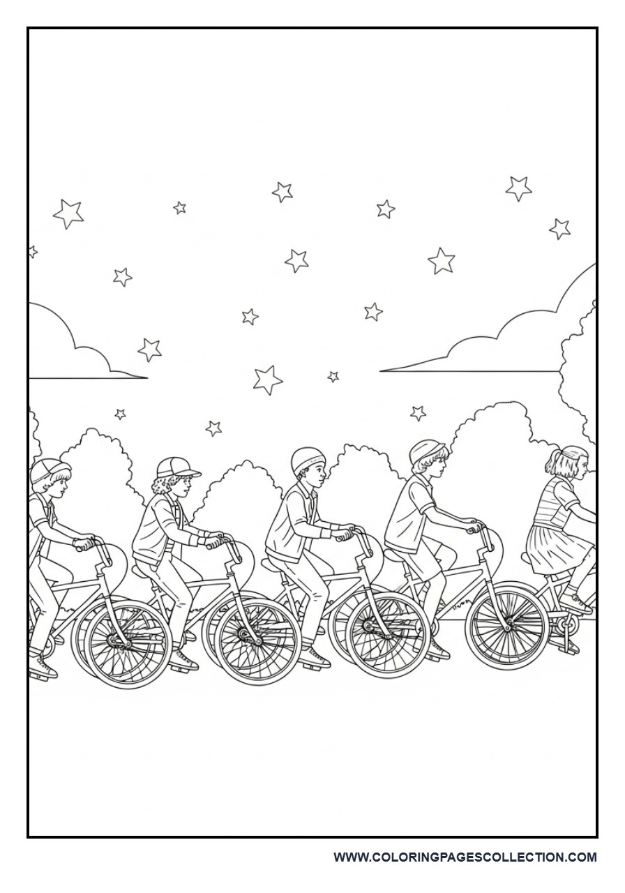 Group Bike Ride Night Scene