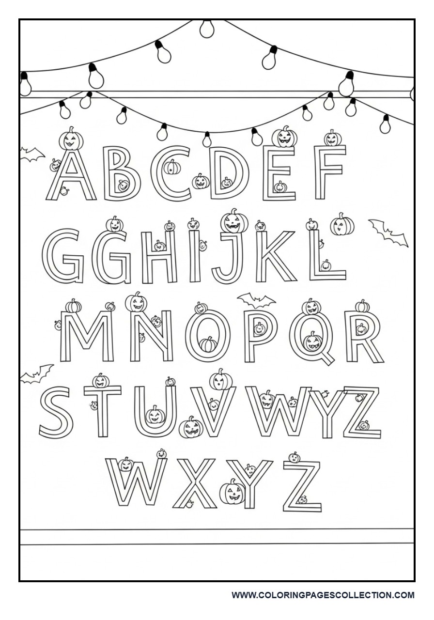 Halloween Lights Alphabet Wall