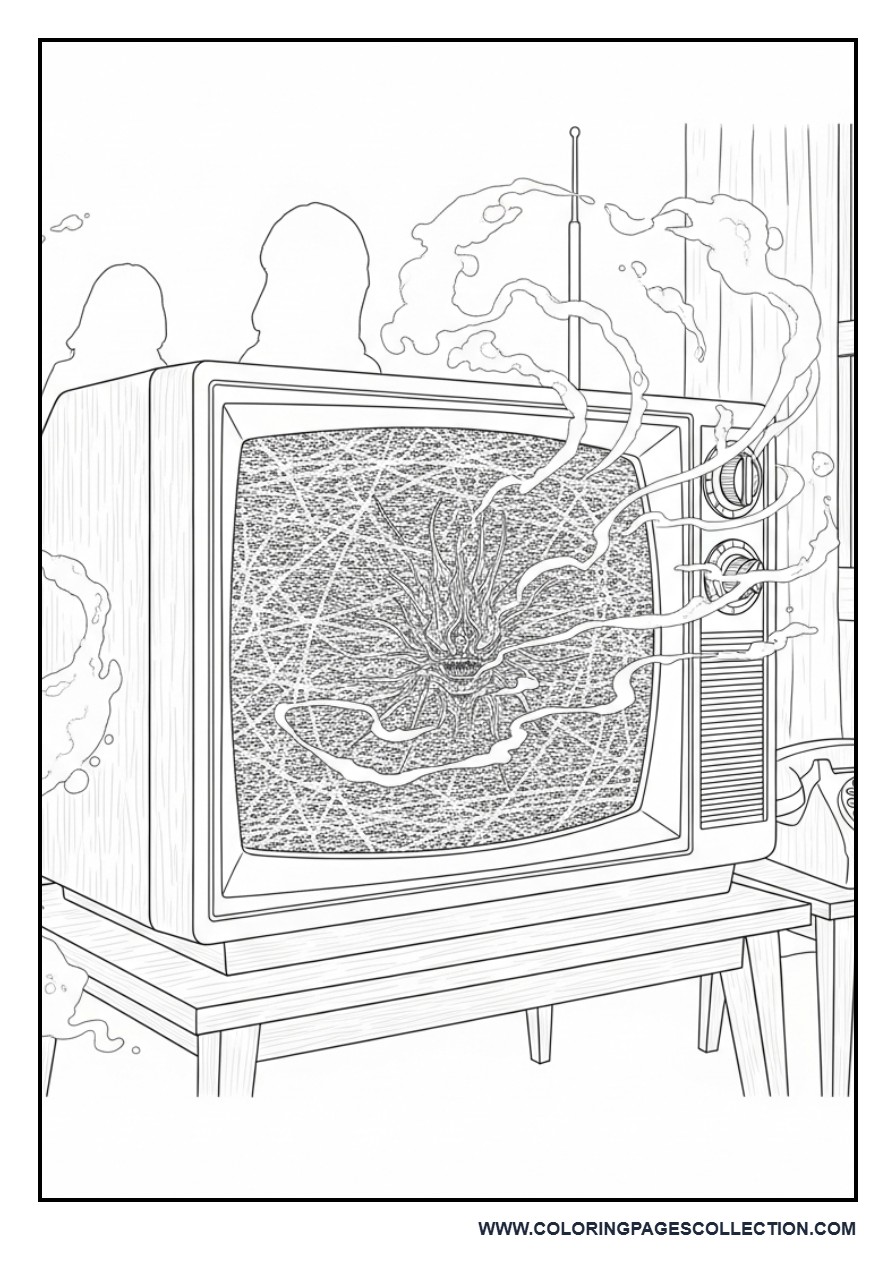 Retro TV Scene with Static