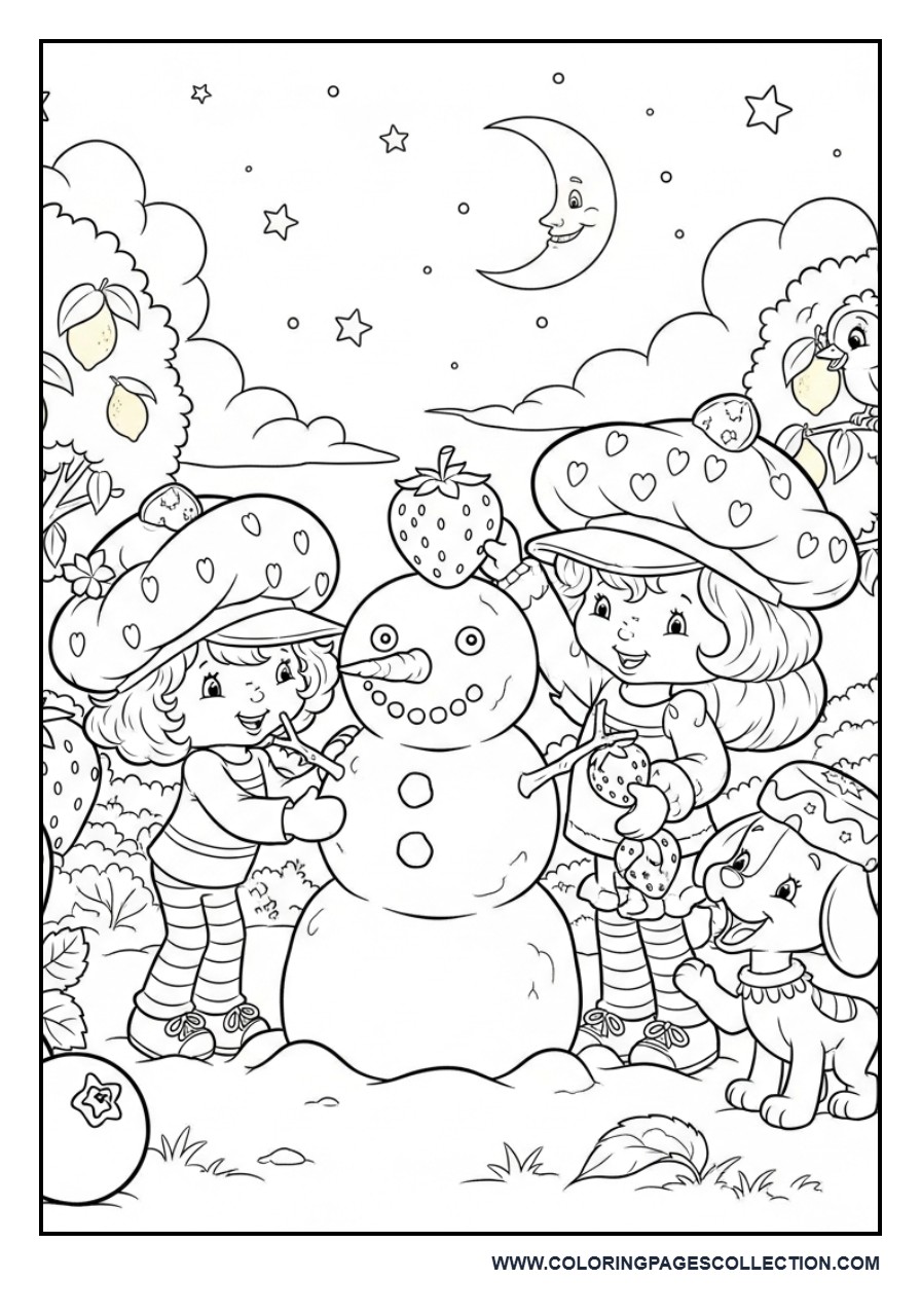 Strawberry Shortcake and Friends Building a Snowman