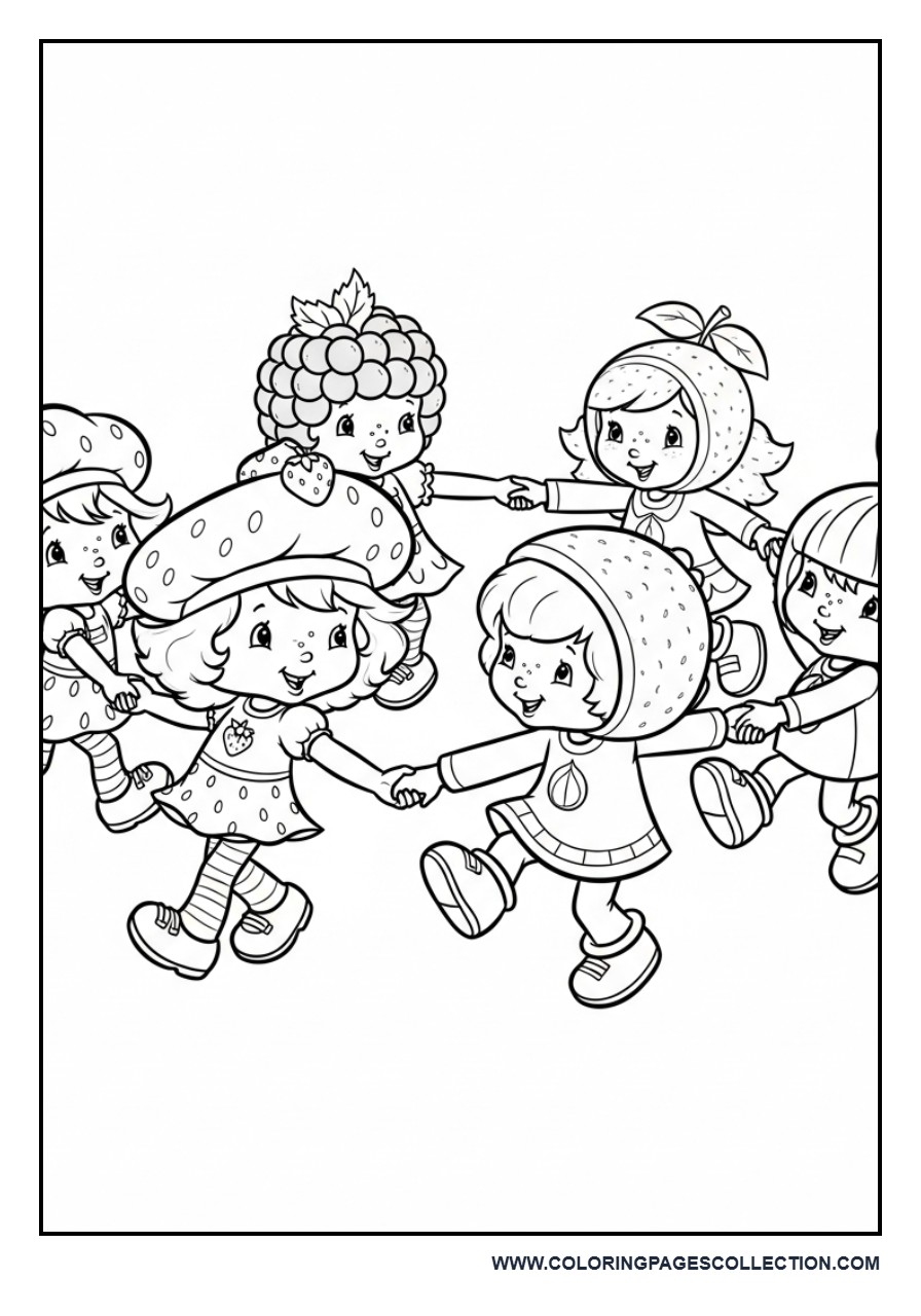 Strawberry Shortcake and Friends Dancing in a Flower Meadow