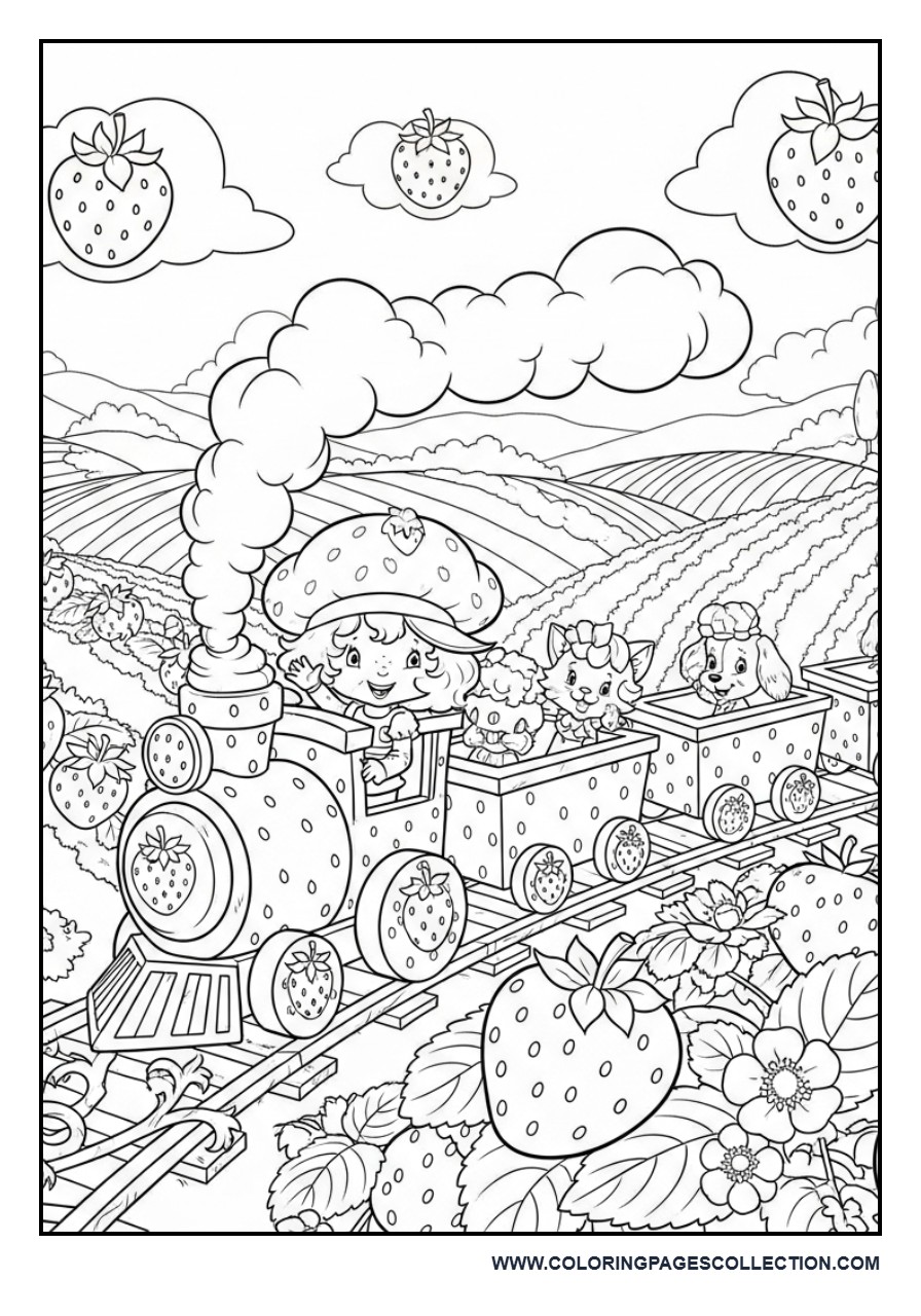 Strawberry Shortcake and Friends Enjoying a Berry Train Ride