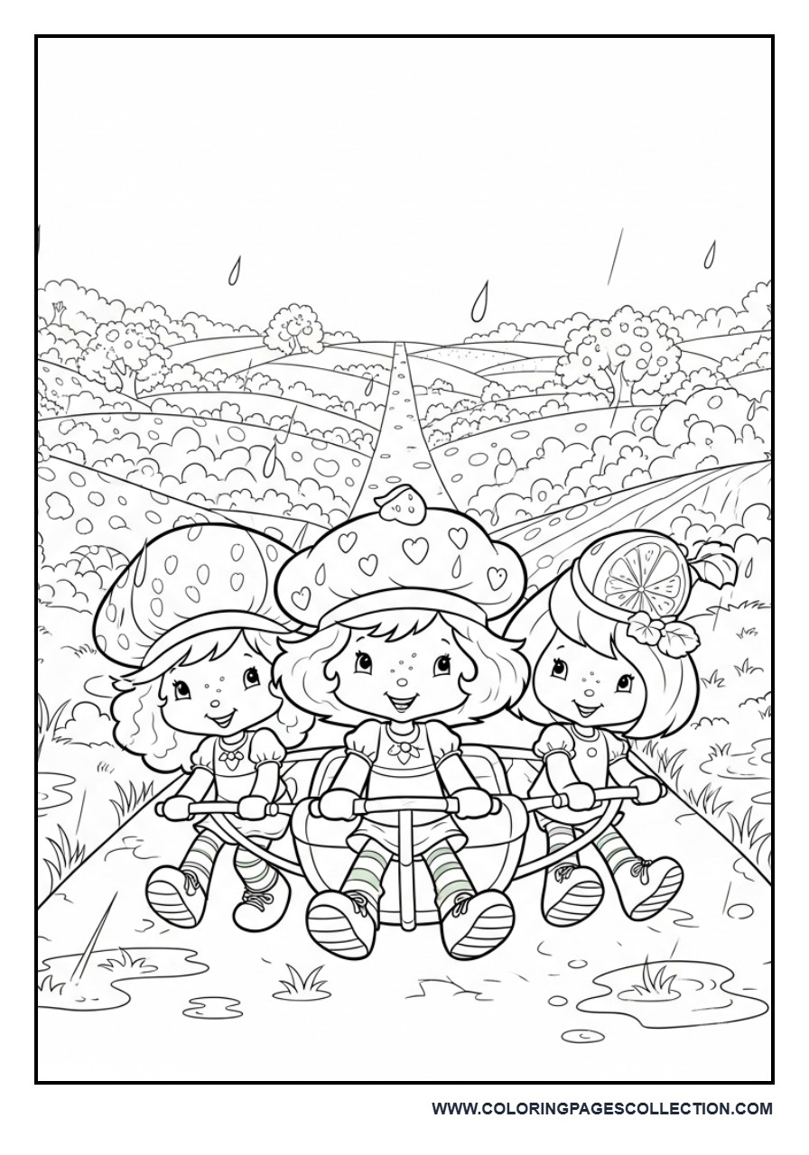 Strawberry Shortcake and Friends Riding Bicycles