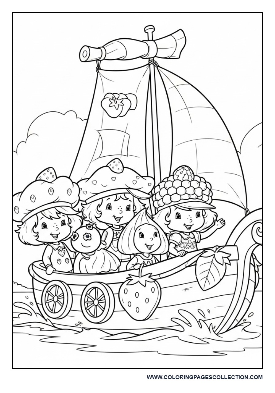 Strawberry Shortcake and Friends Sailing on a Berry Lake
