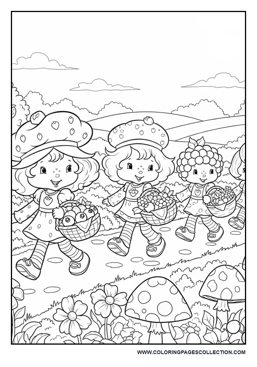 Strawberry Shortcake and Friends Walking Through Berry Garden
