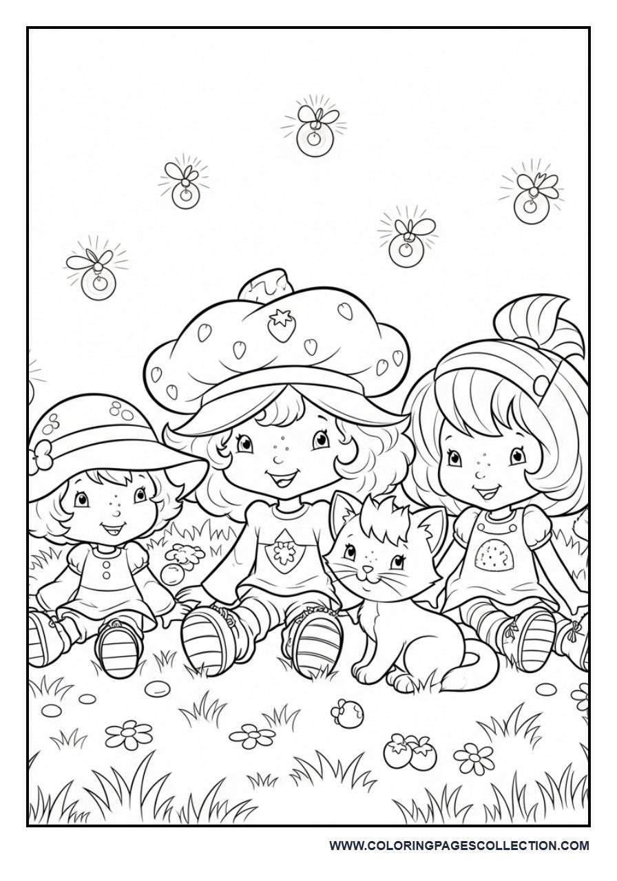 Strawberry Shortcake and Friends Watching Fireflies at Sunset