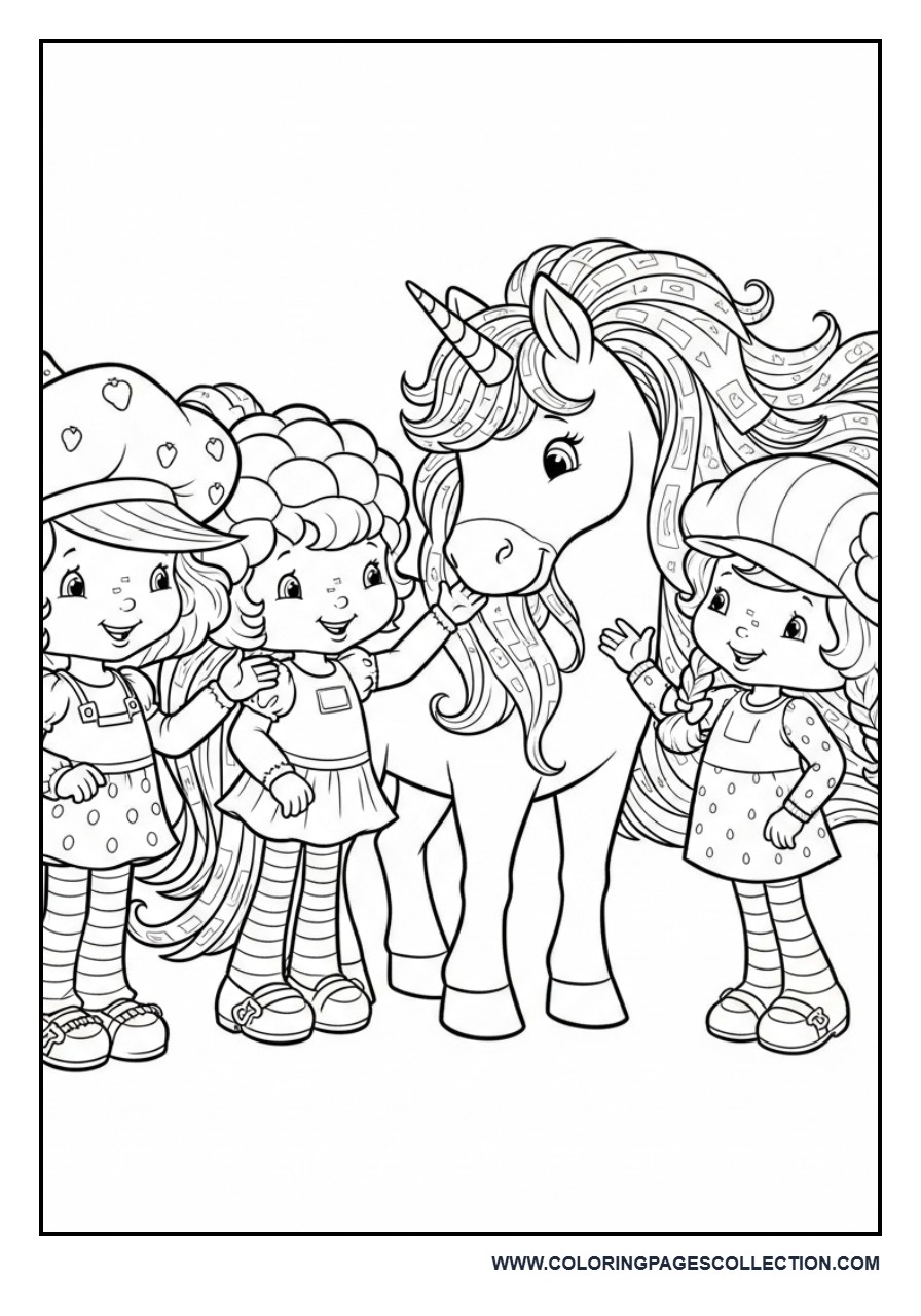 Strawberry Shortcake and Friends with a Friendly Unicorn