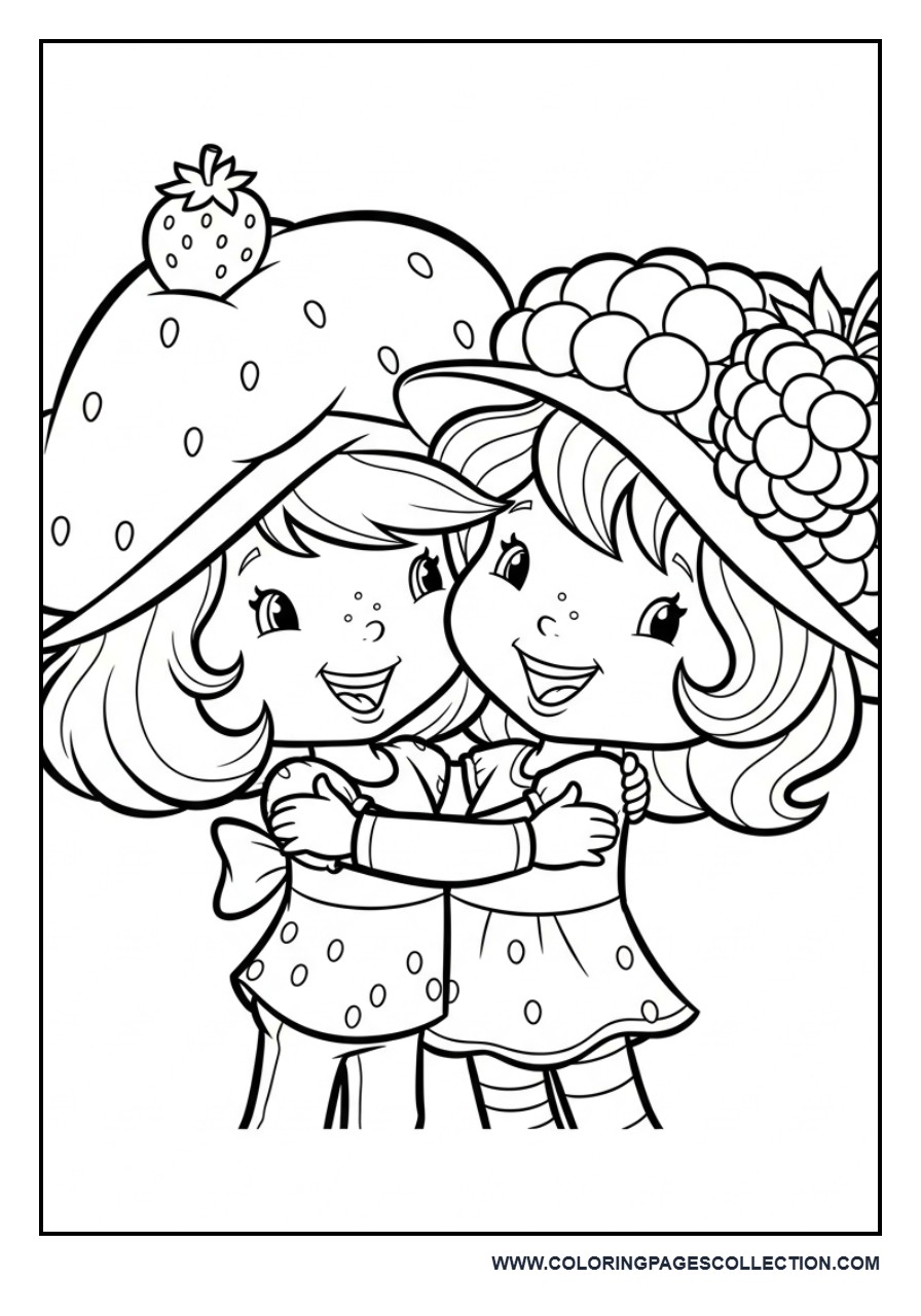 Strawberry Shortcake Giving Raspberry Torte a Hug