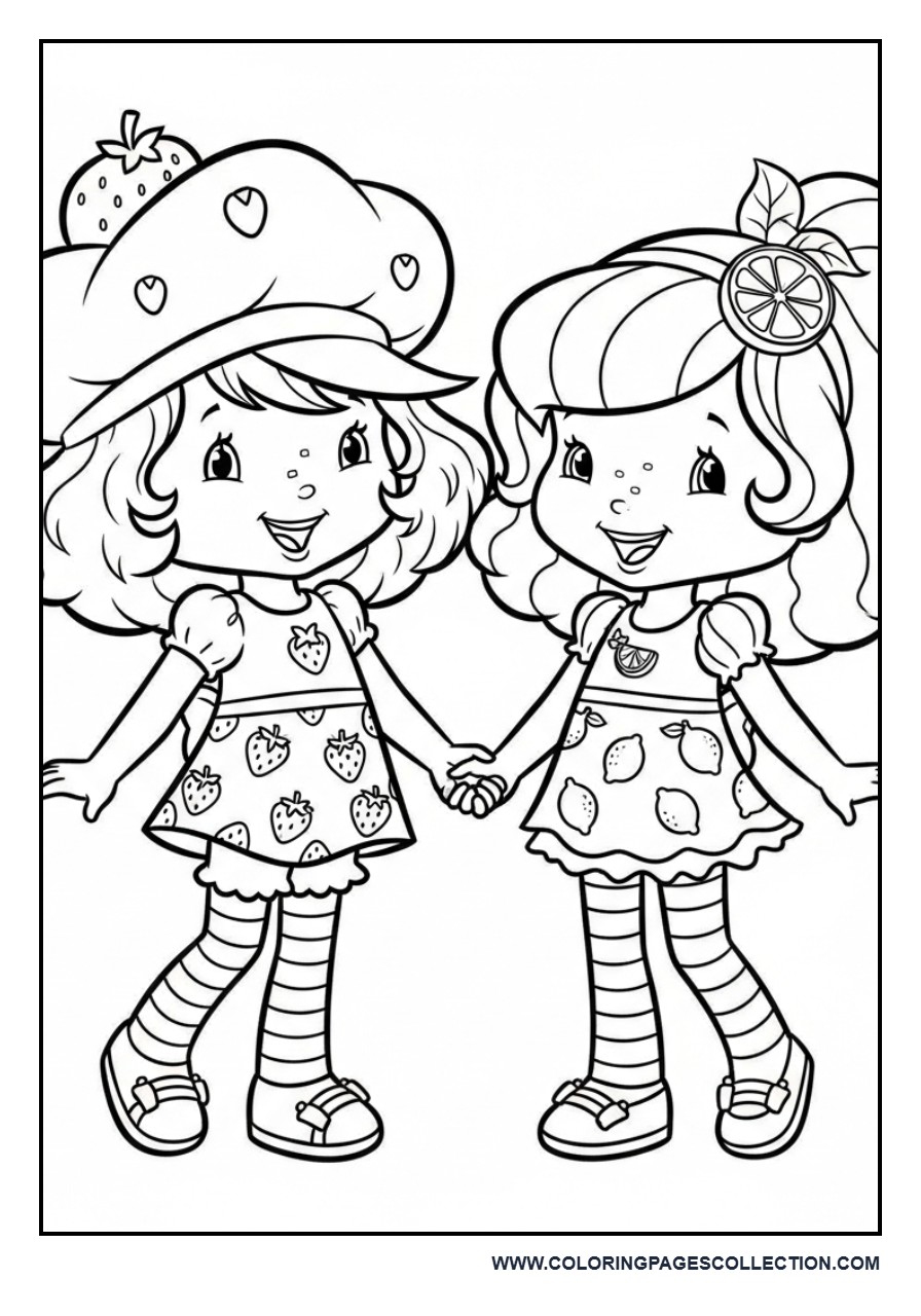 Strawberry Shortcake Holding Hands with Lemon Meringue