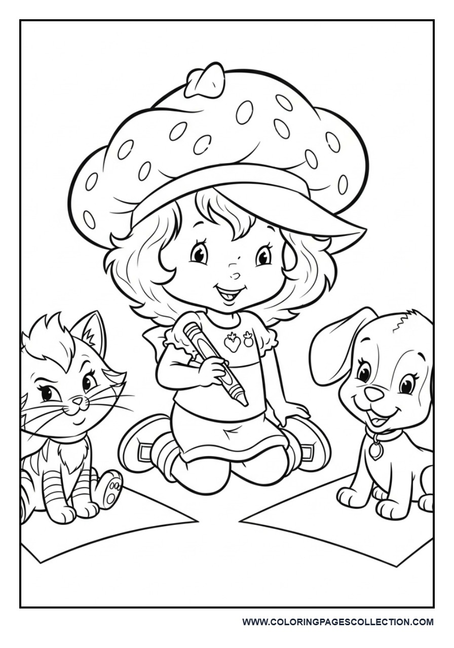 Strawberry Shortcake with Custard the Cat and Pupcake the Dog