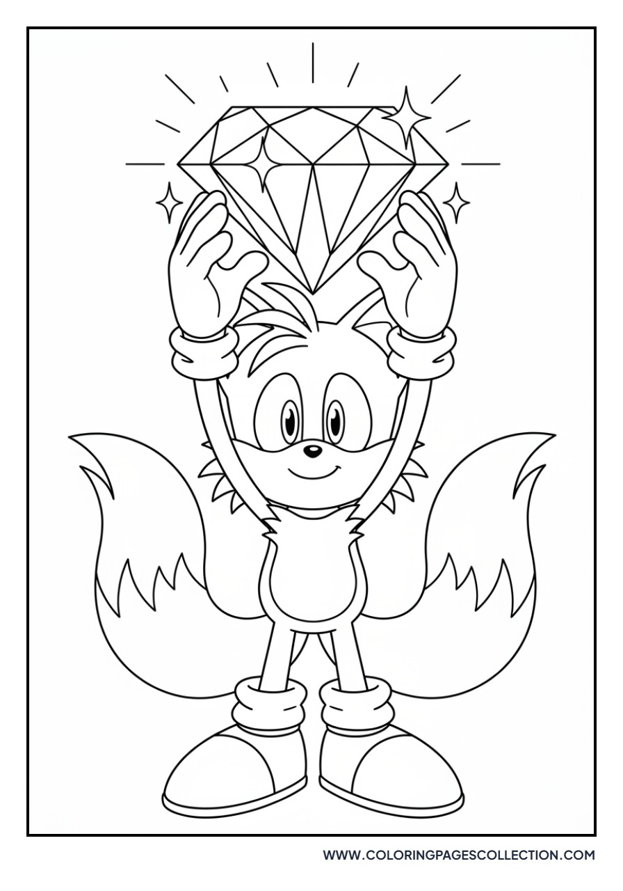 Tails Holding a Chaos Emerald