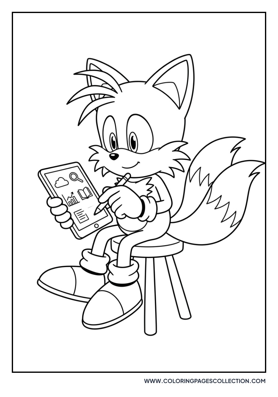 Tails Holding a Tablet