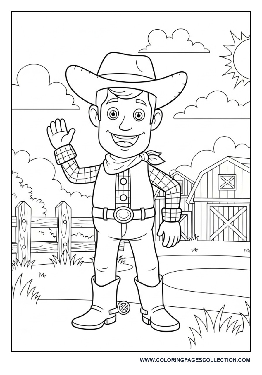 Cowboy Toy Waving at the Farm