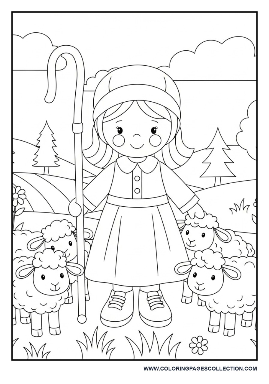 Shepherdess Toy and Her Sheep