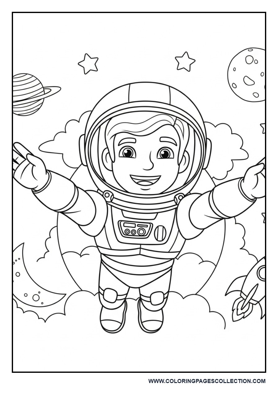 Space Ranger Flying Through Space