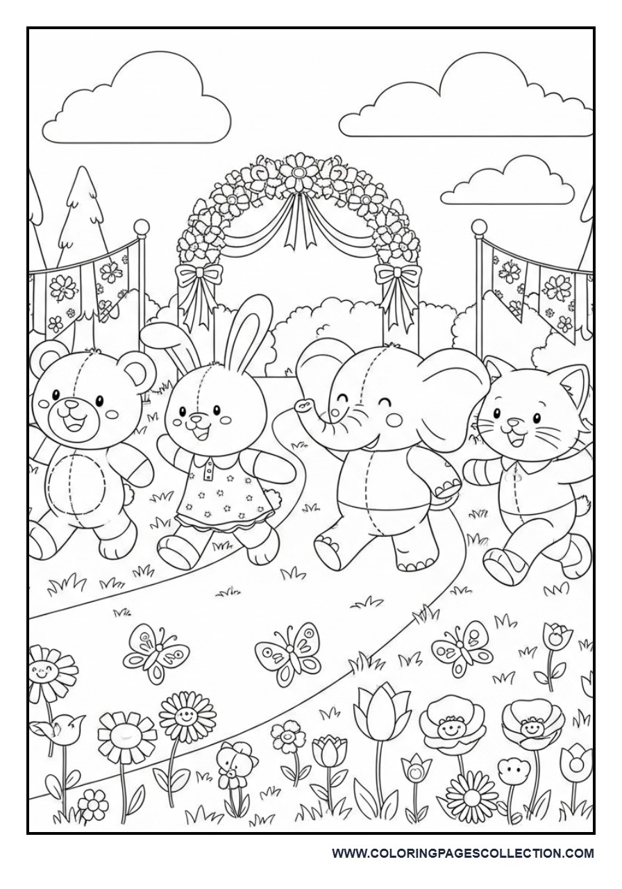 Toy Friends at a Flower Festival