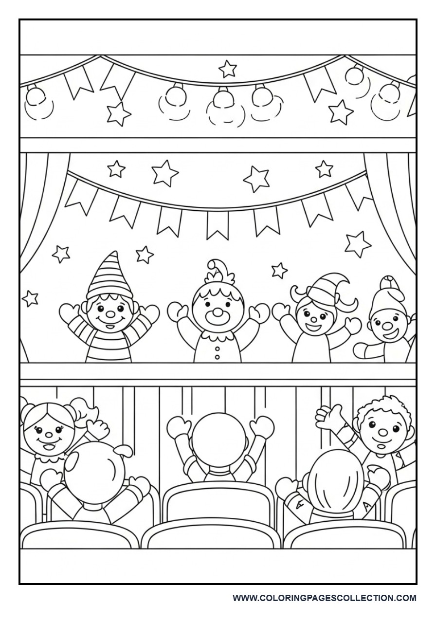 Toy Friends at a Puppet Theater