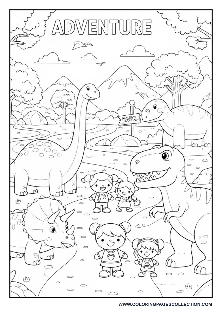 Toy Friends Exploring a Dinosaur Park