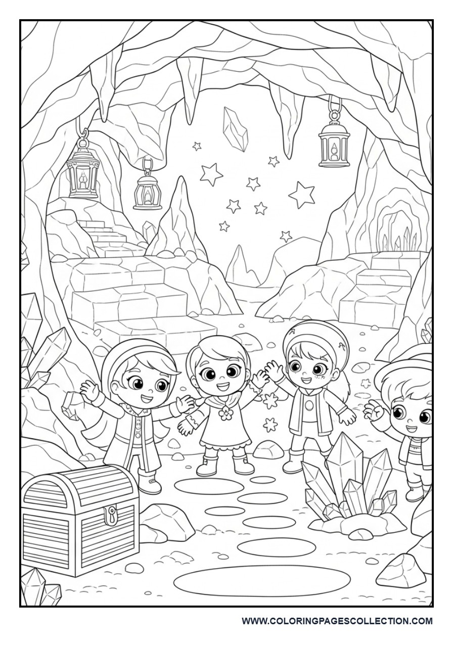 Toy Friends Exploring a Magical Cave