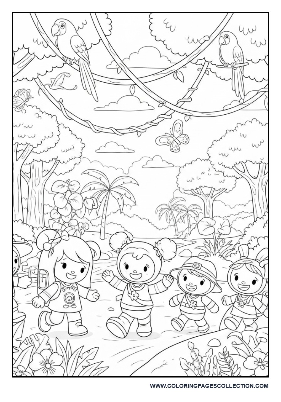 Toy Friends Exploring a Rainforest