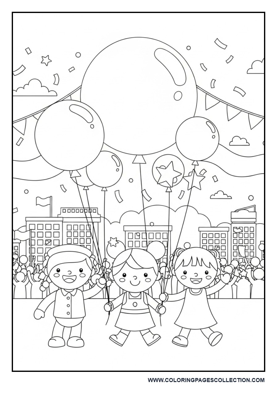 Toy Friends in a Balloon Parade