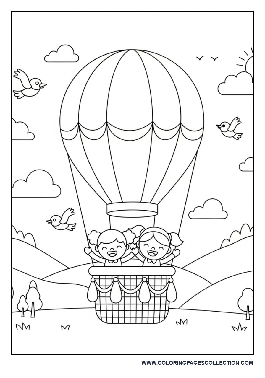 Toy Friends in a Hot Air Balloon