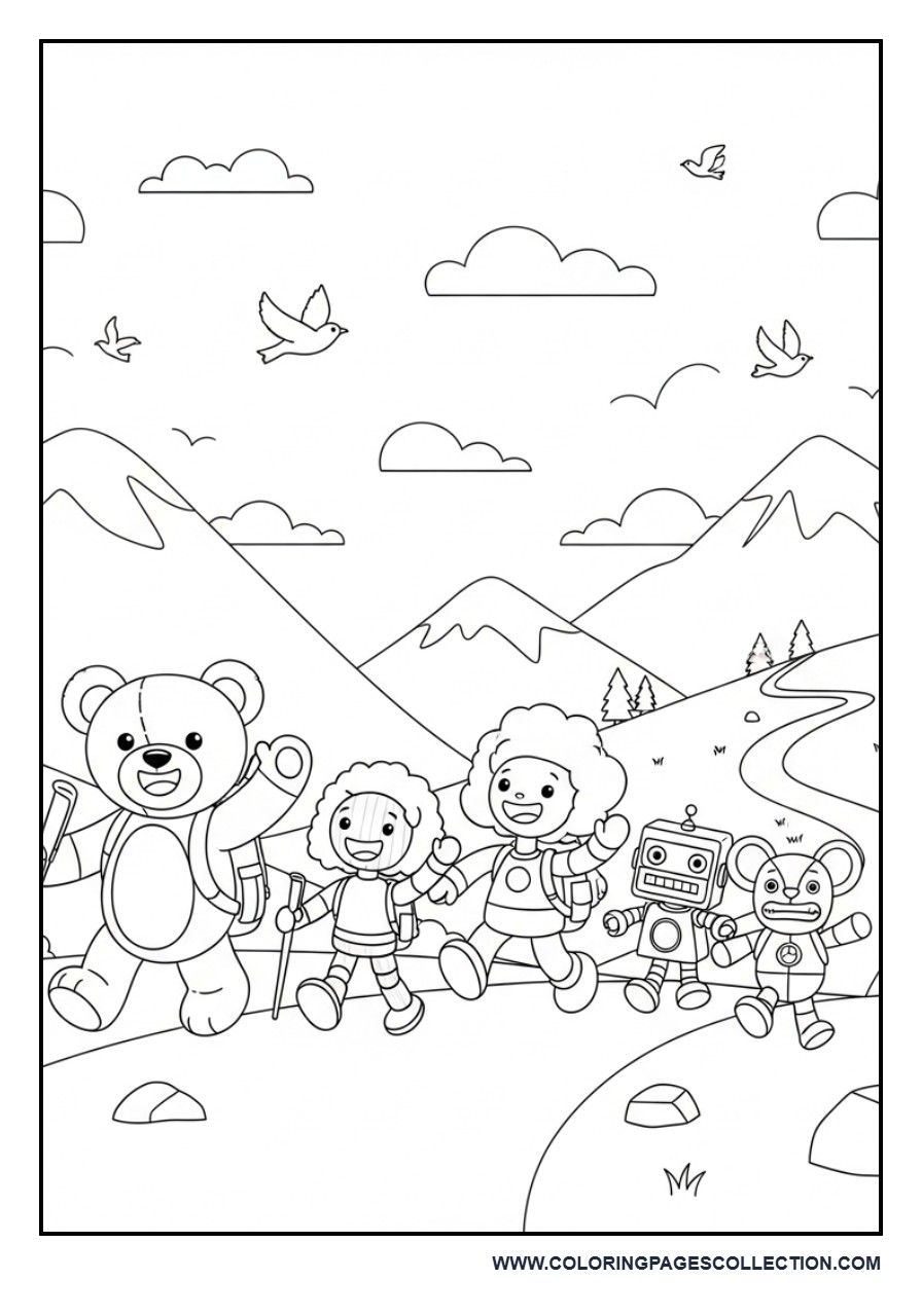Toy Friends on a Mountain Hike