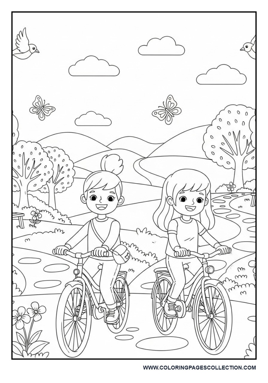 Toy Friends Riding Bicycles