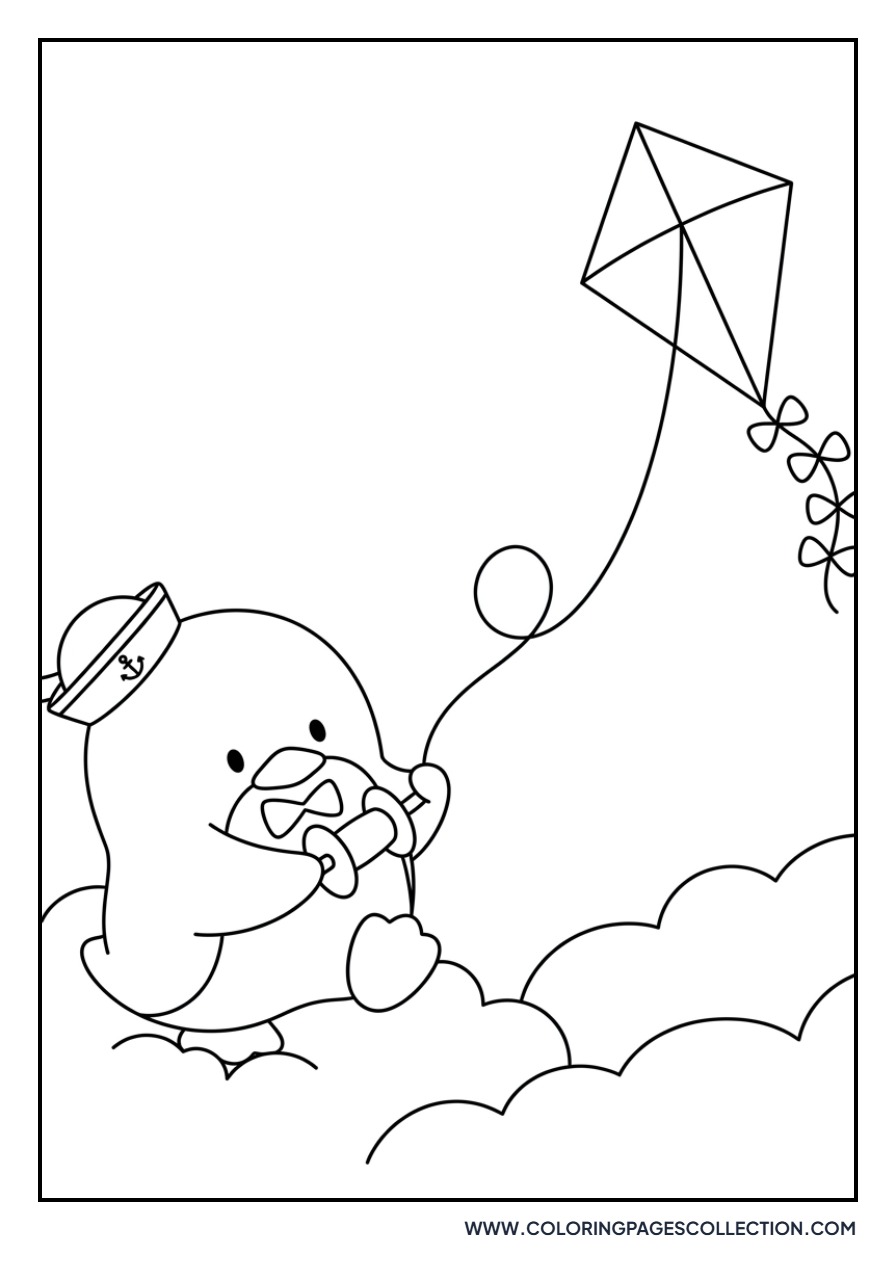 Tuxedo Sam Flying a Kite