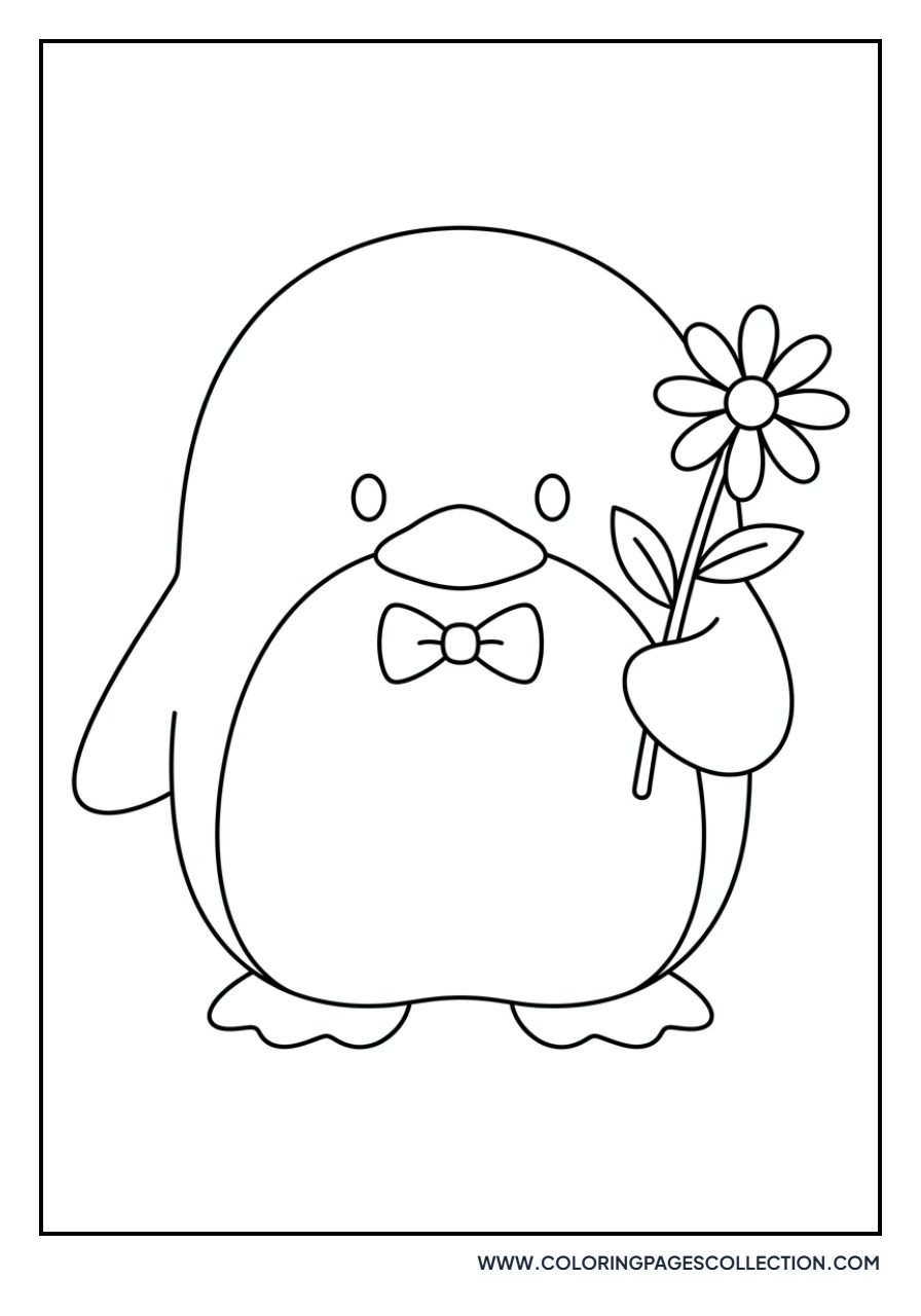 Tuxedo Sam Holding a Flower
