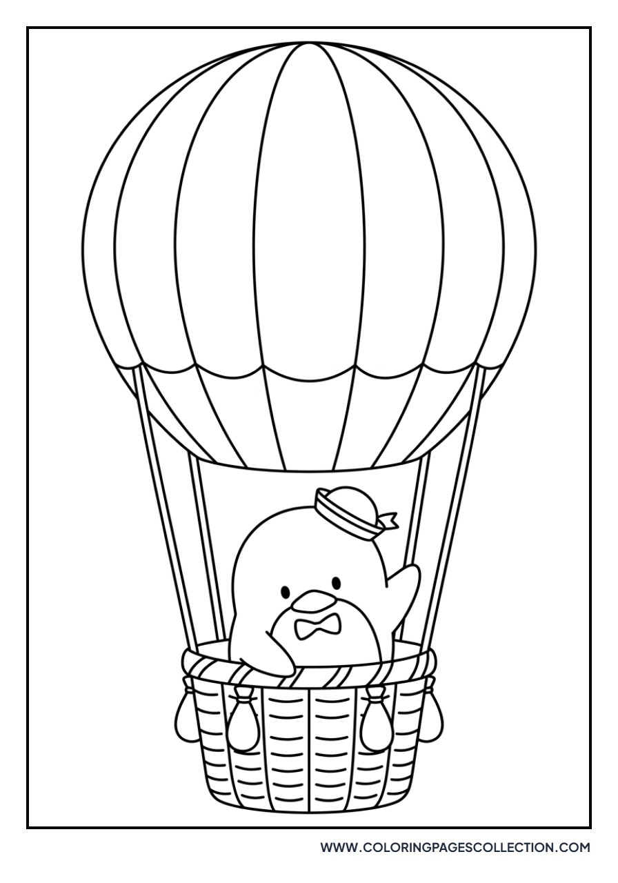 Tuxedo Sam in a Hot Air Balloon