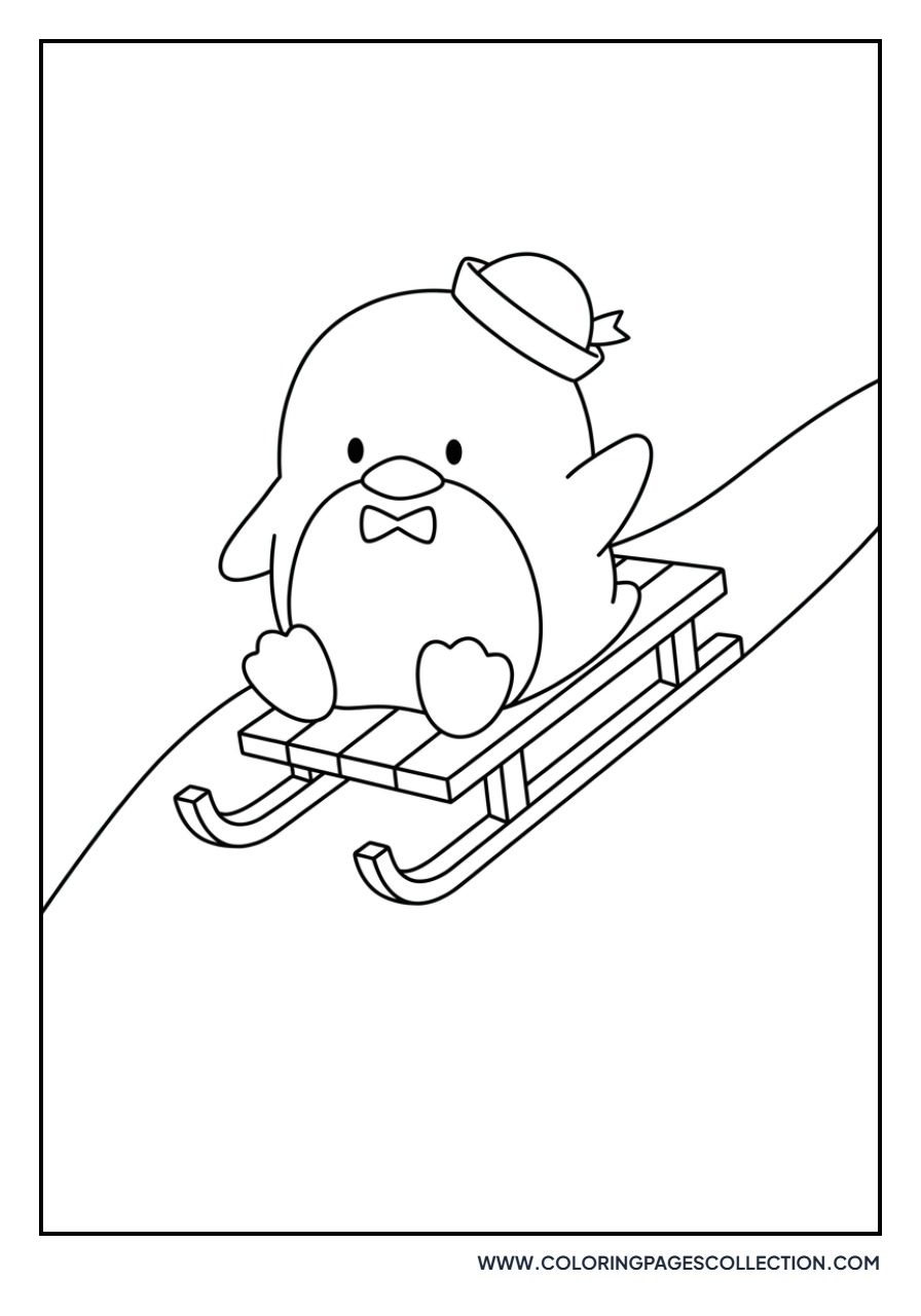 Tuxedo Sam on a Sled