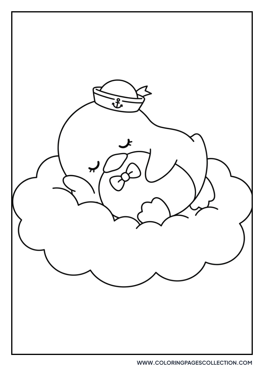Tuxedo Sam Sleeping on a Cloud