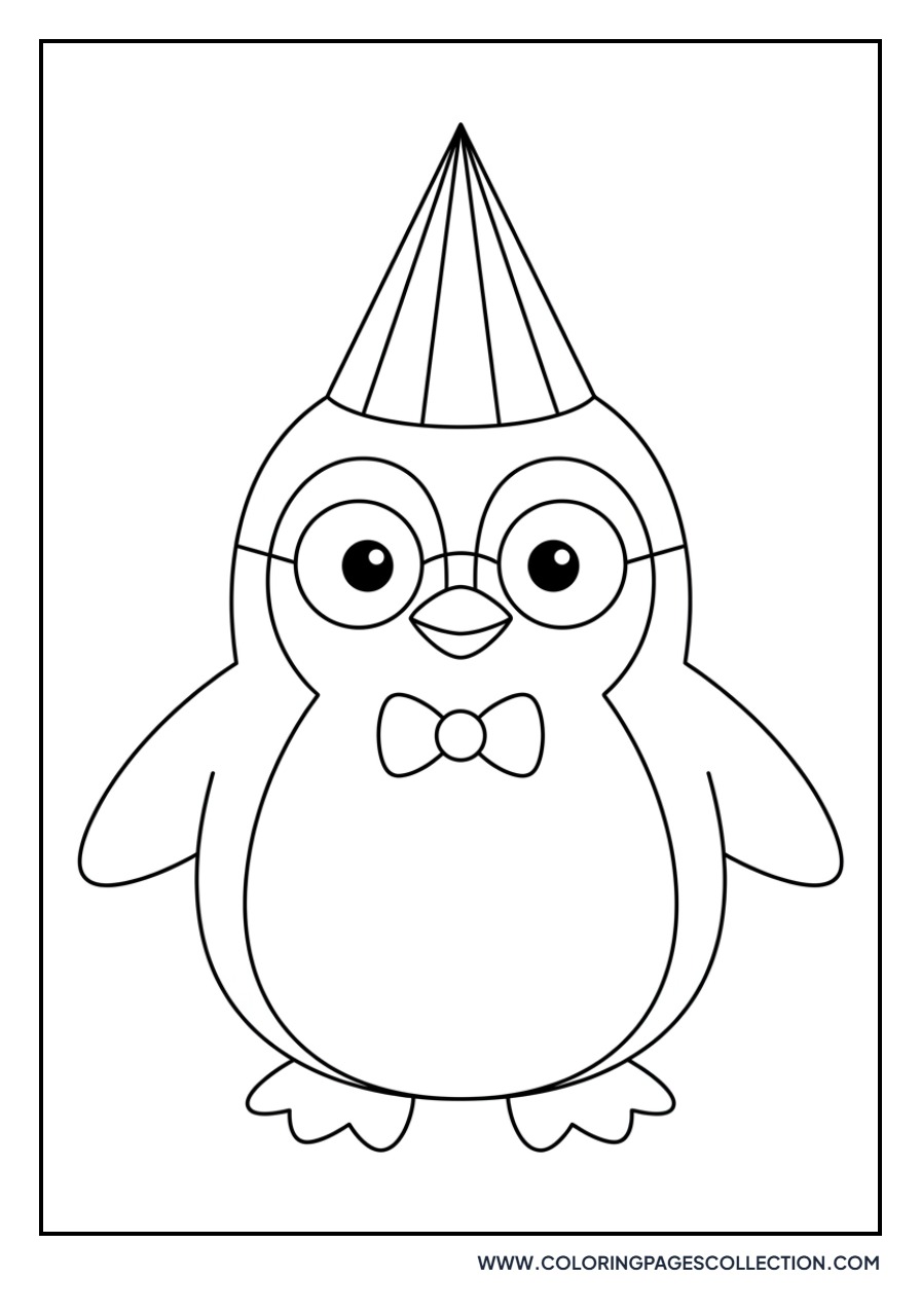 Tuxedo Sam Wearing a Party Hat