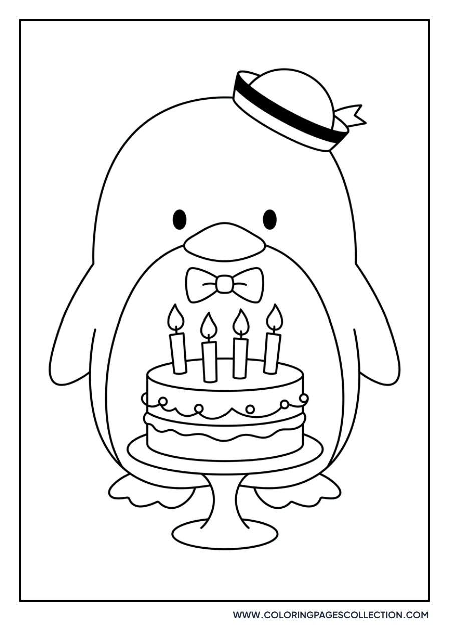Tuxedo Sam with a Birthday Cake