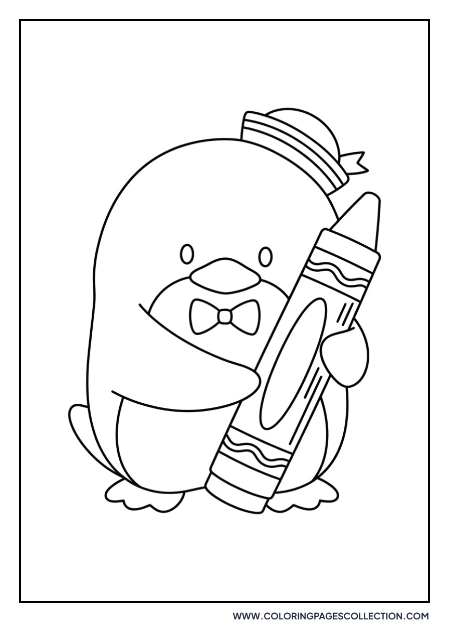 Tuxedo Sam with a Large Crayon