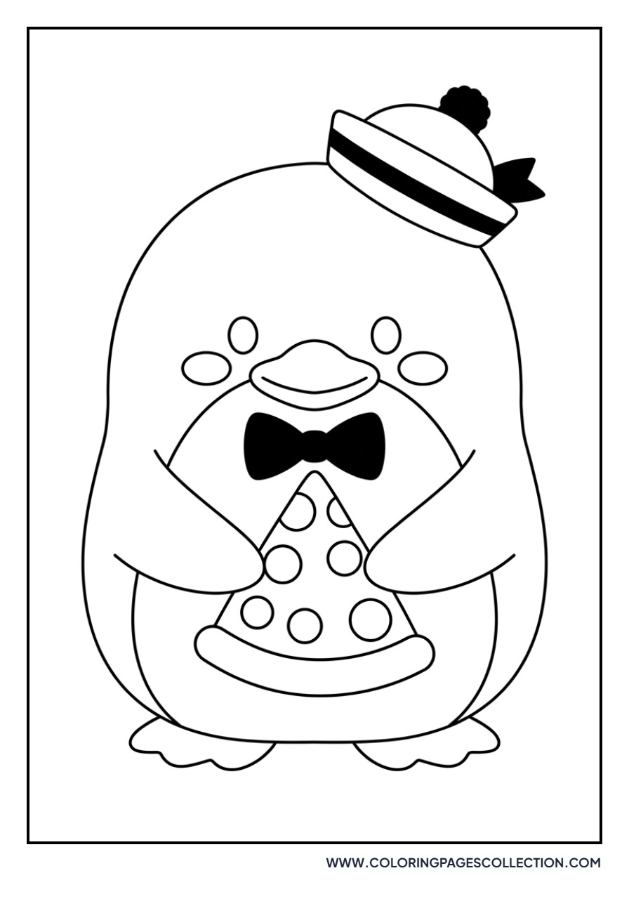 Tuxedo Sam with a Pizza Slice