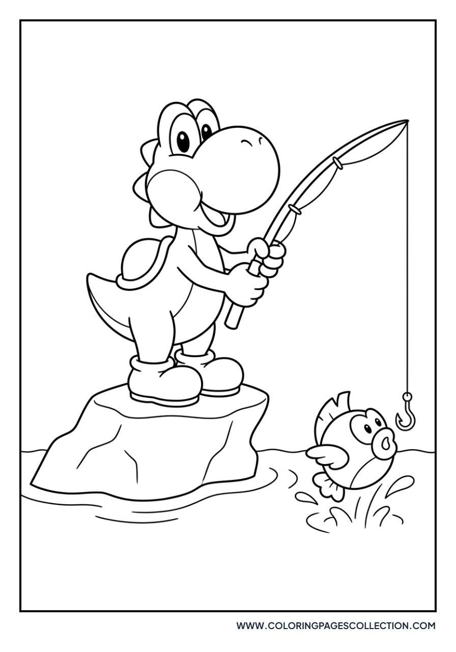 Yoshi Catching a Fish