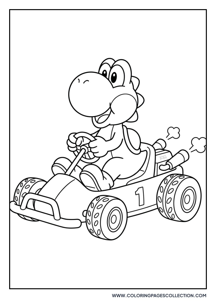 Yoshi Driving a Kart