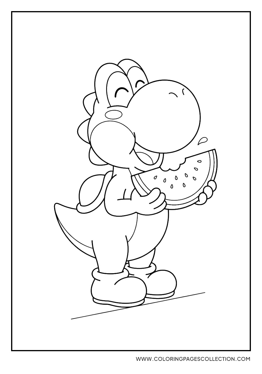 Yoshi Eating a Slice of Melon