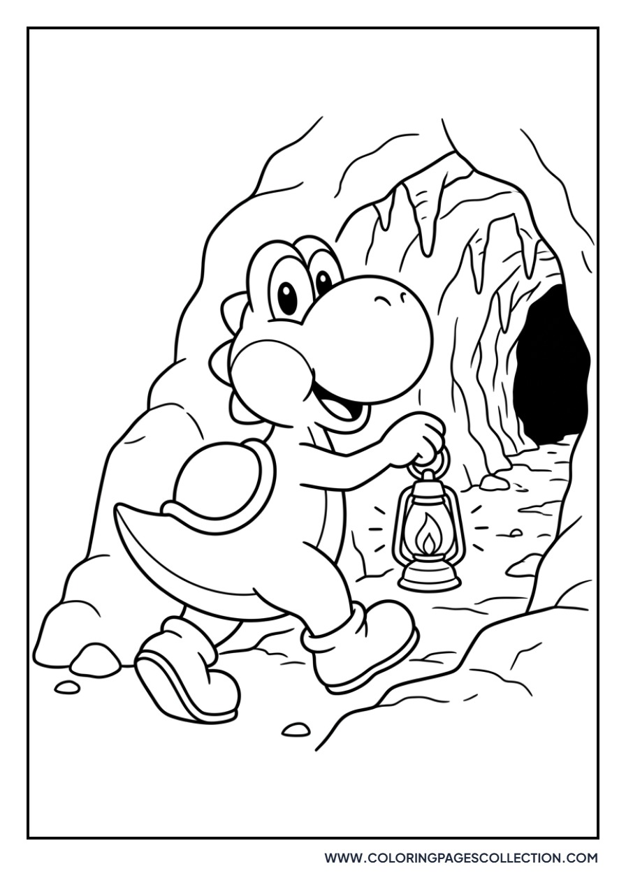 Yoshi Exploring a Dark Cave