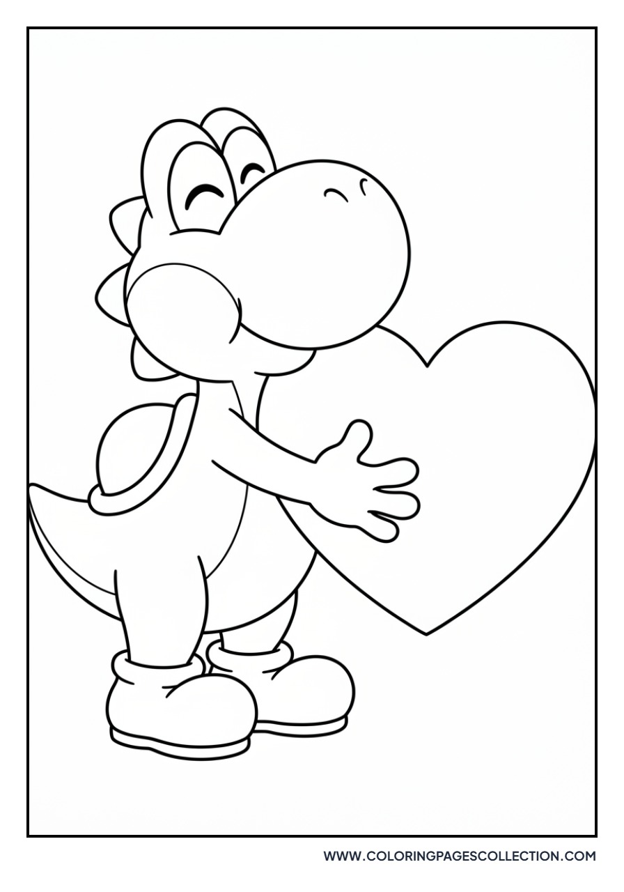 Yoshi Holding a Big Heart