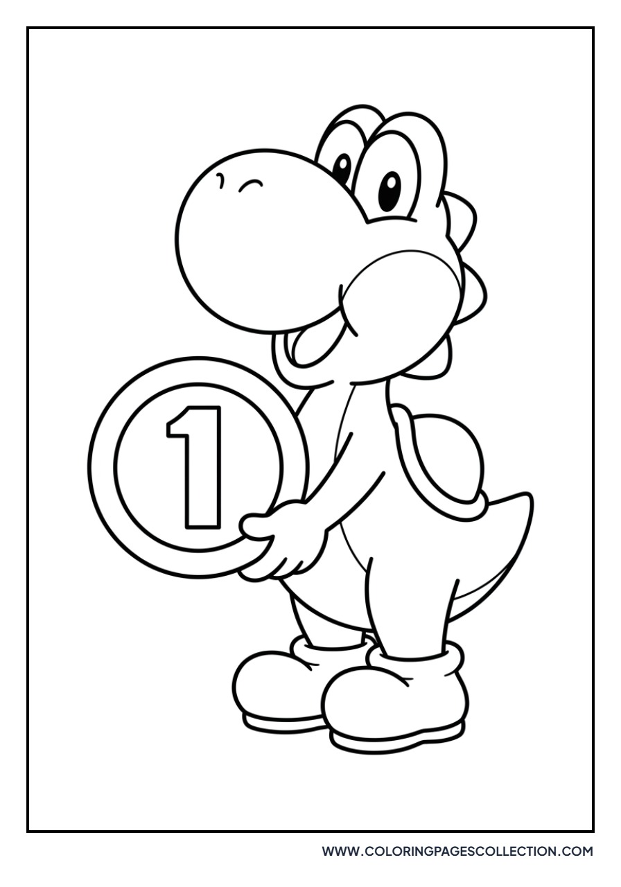 Yoshi Holding a Gold Coin