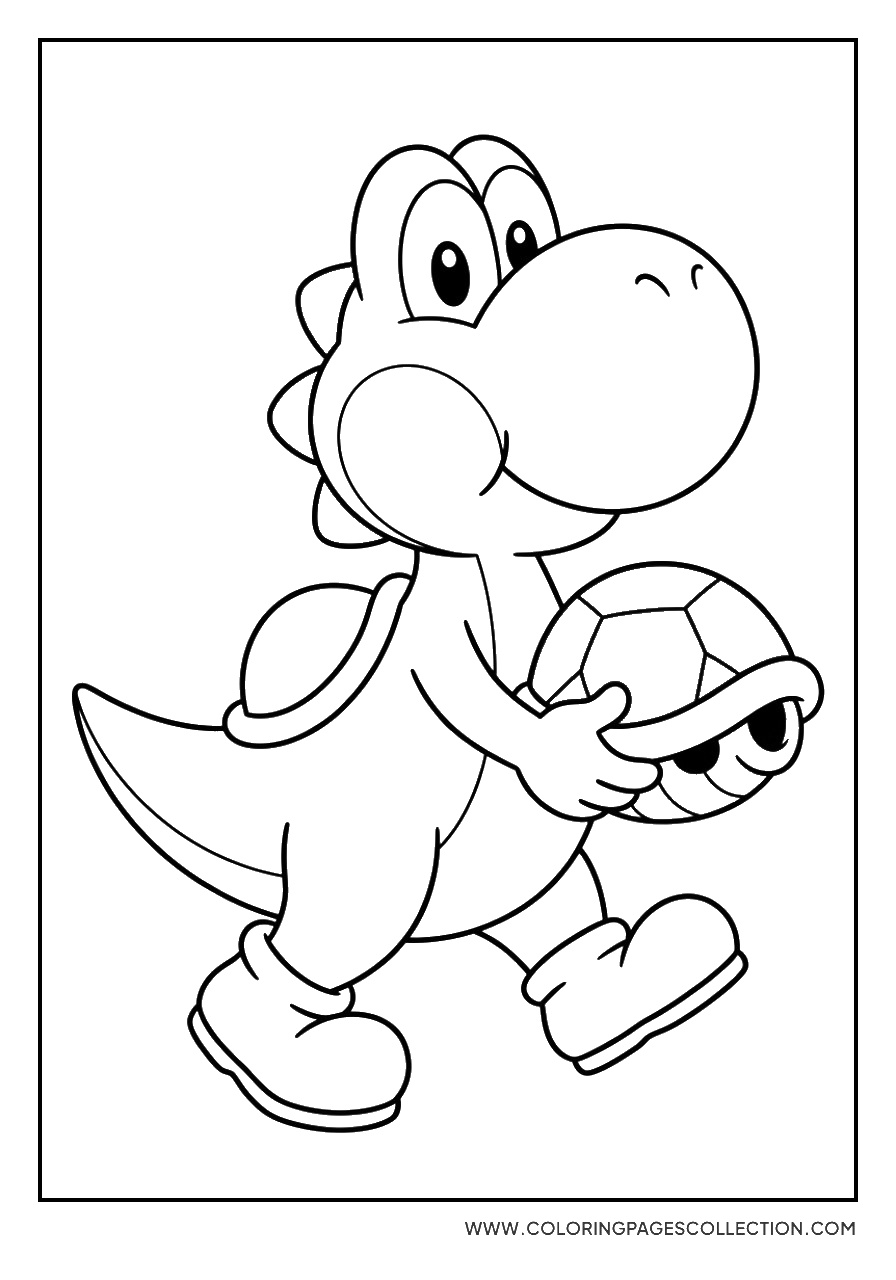 Yoshi Holding a Koopa Shell
