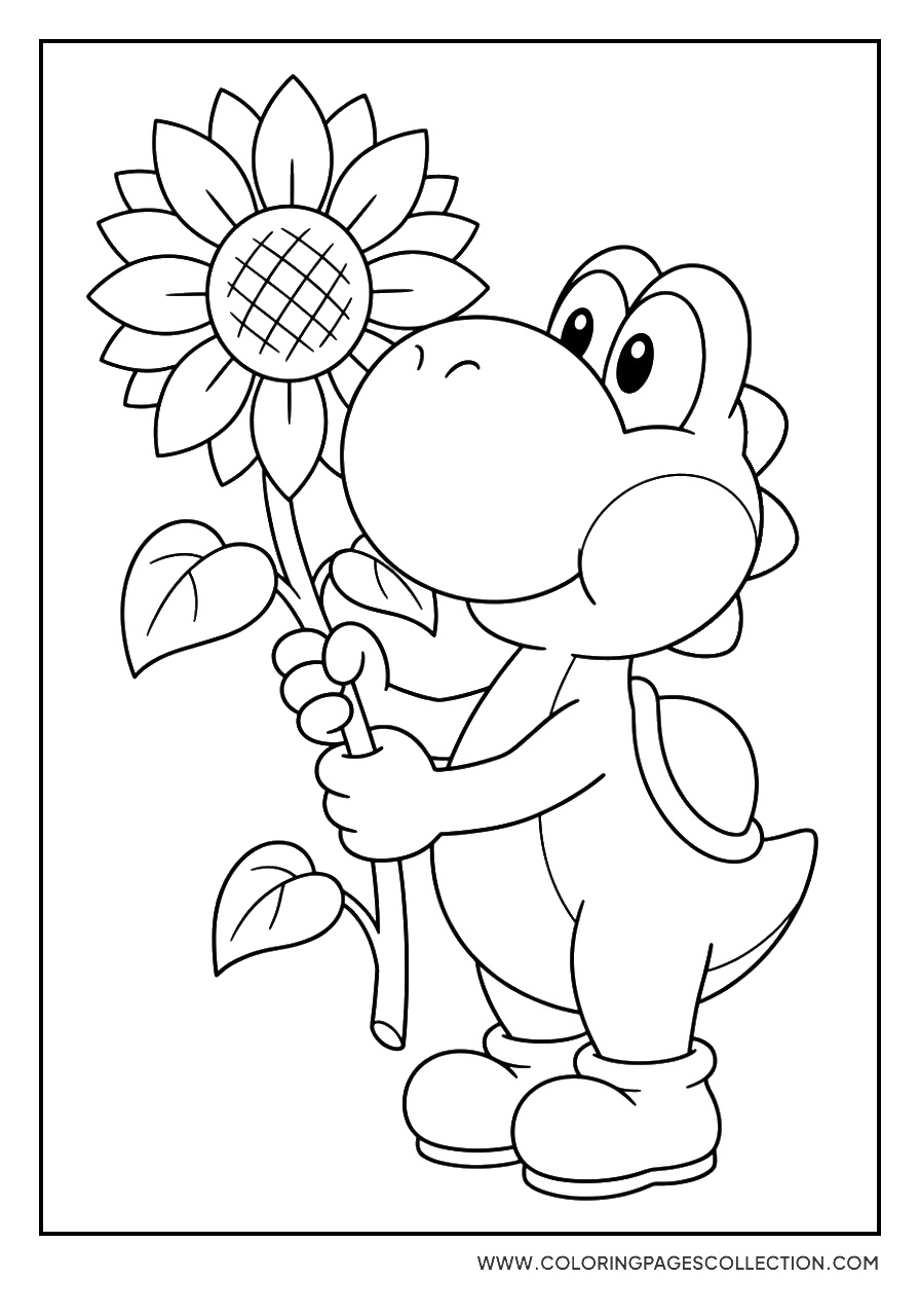 Yoshi Holding a Sunflower